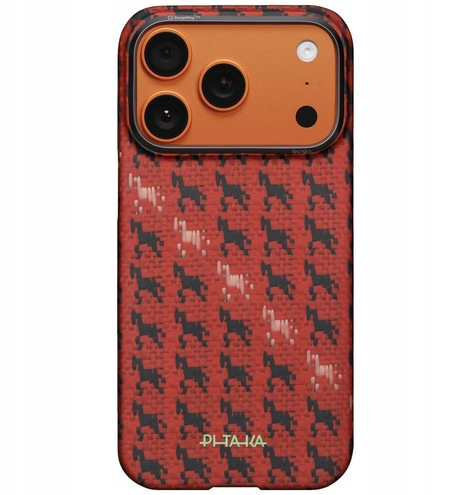 Dėklas PITAKA Edge Case Happiness Rides In do iPhone 17 Pro Max cinnabar steed