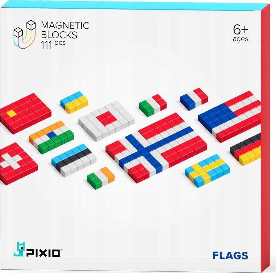 Magnetiniai kūrybiniai PIXIO FLAGS kaladėlės mokymuisi apie pasaulio vėliavas, vaikams nuo 6 metų