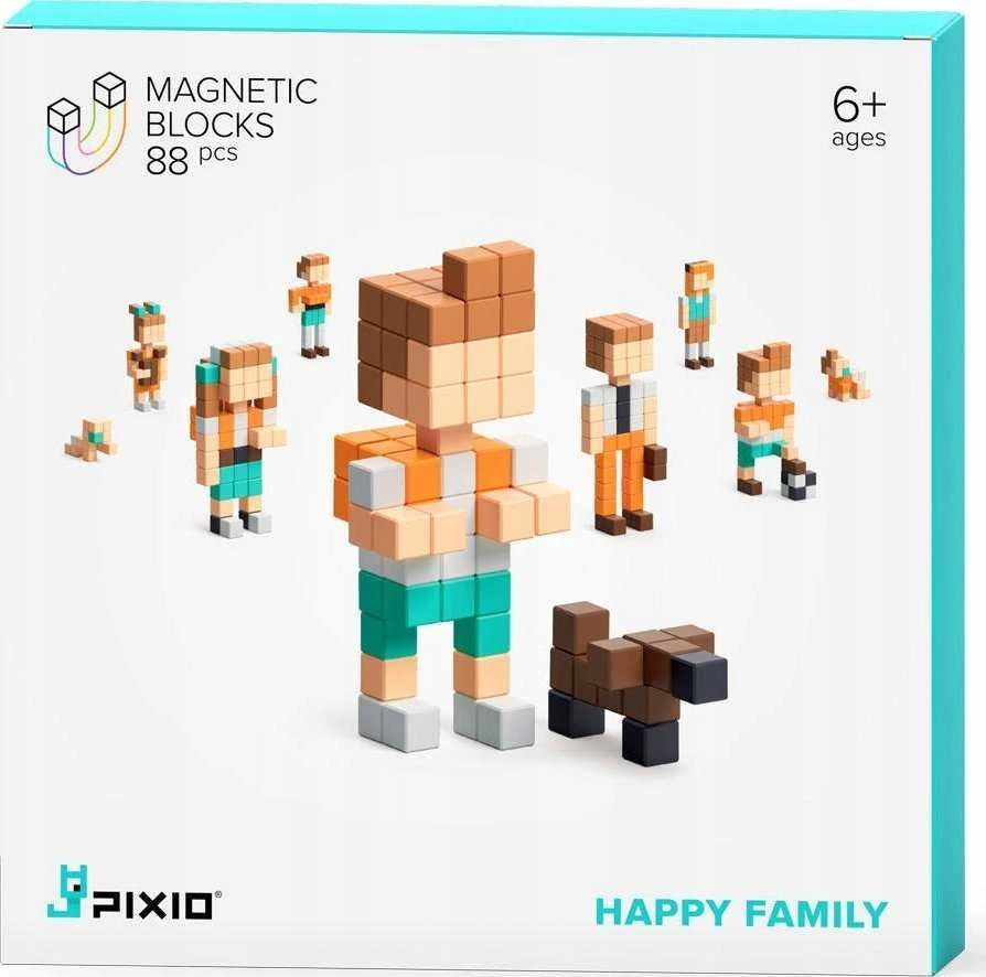 Pixio laiminga šeima magnetiniai konstruktoriaus kaladėlės, 88 vnt., vaikams nuo 6 metų, skatina kūrybiškumą, spalvotos
