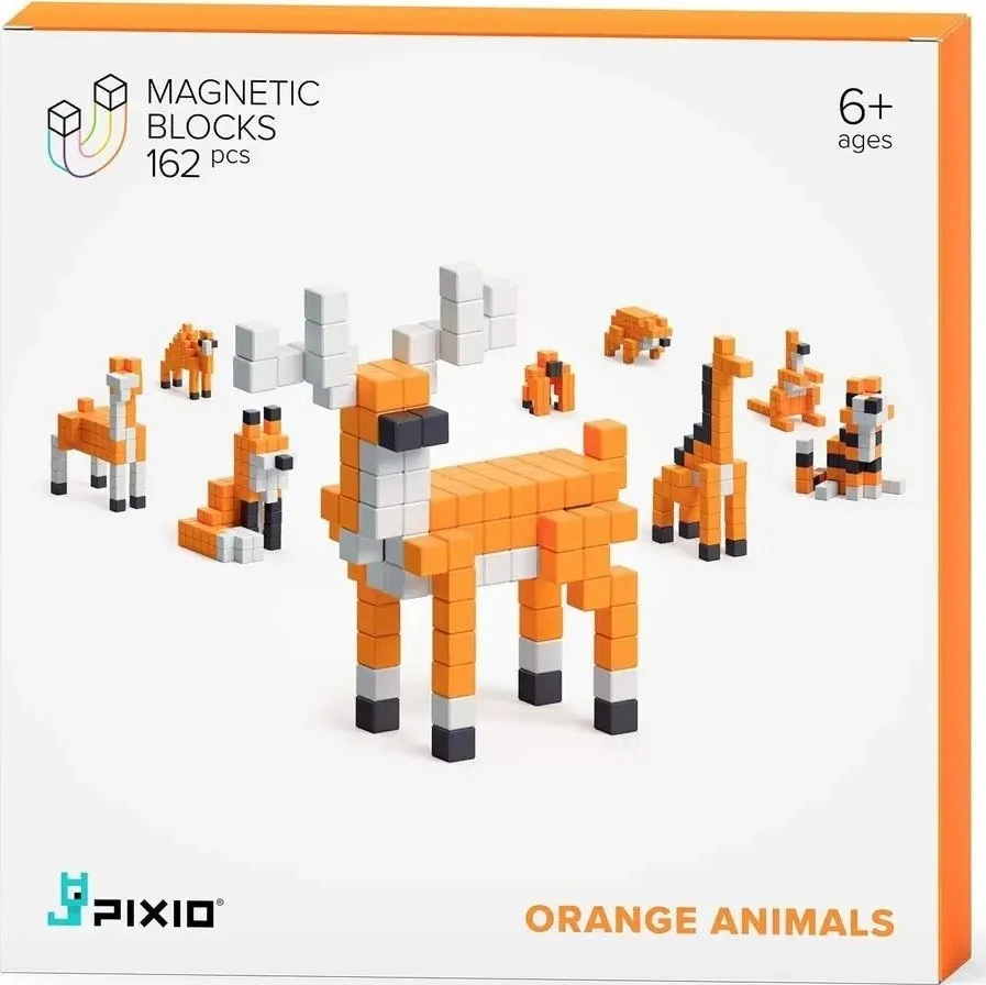 PIXIO Oranžinis Animals magnetinis rinkinys