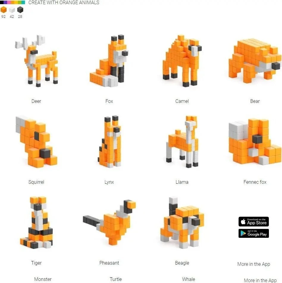 PIXIO Oranžinis Animals magnetinis rinkinys