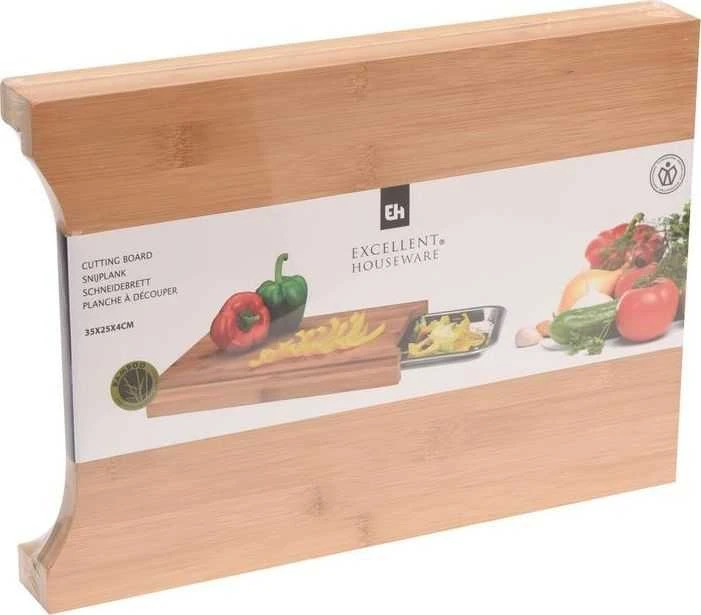 Excellent Houseware Puiki pjaustymo lentelė su trupinių padėklu, 35x25 cm
