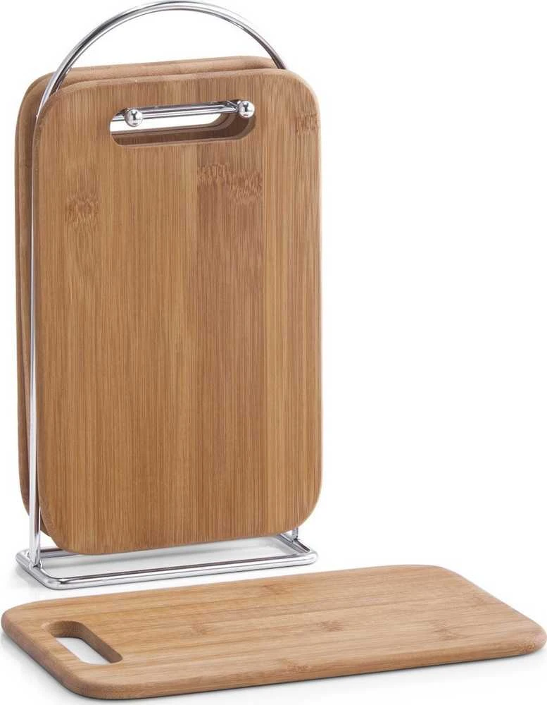 Bamboo Komplekte 4 bambukinės virtuvės lentos + lentyna, ZELLER