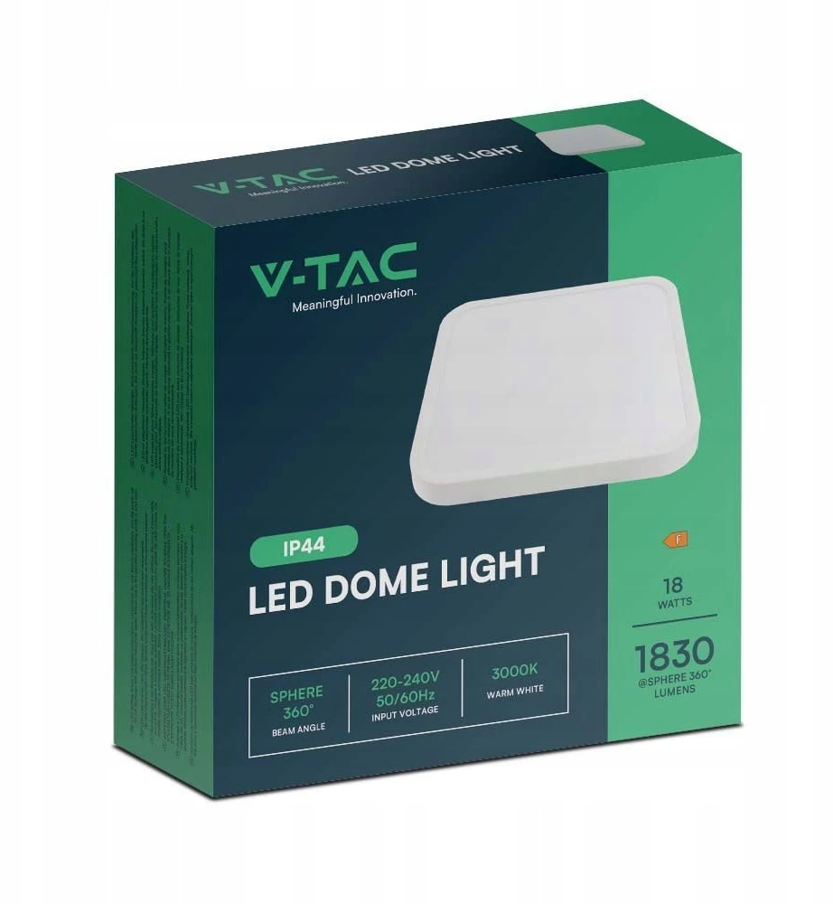 Sieninis šviestuvas V-tac 18W LED paviršinis šviestuvas, kvadratinis, baltas, 6500K, IP44