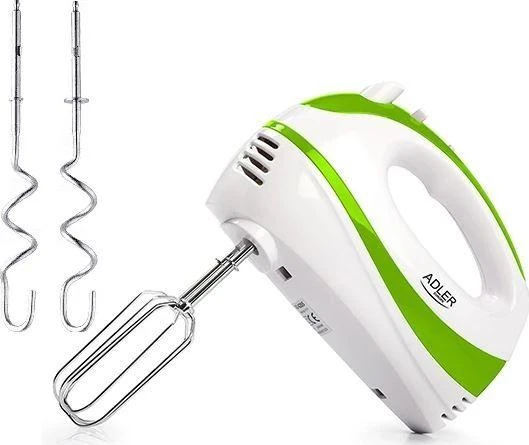 Plakiklis Adler | Mixer | AD 4205 g | Hand Mixer | 300 W | Greičių skaičius 5 | Turbo mode | Baltas/Žalias