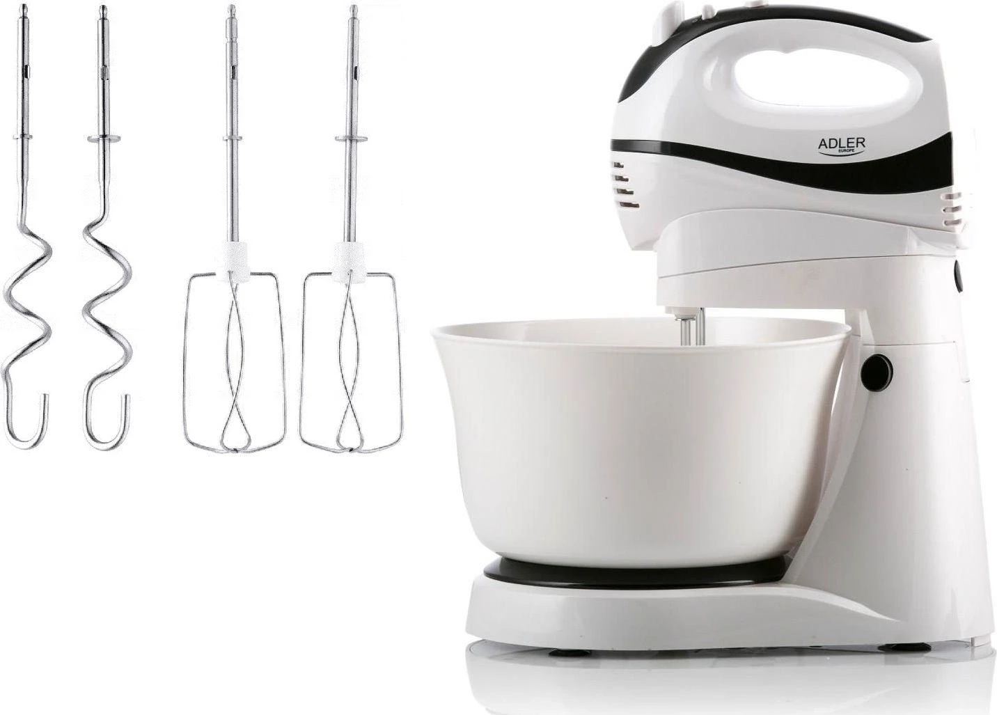 Virtuvinis kombainas Adler | Mixer | AD 4206 | Mixer with bowl | 300 W | Greičių skaičius 5 | Turbo mode | Baltas