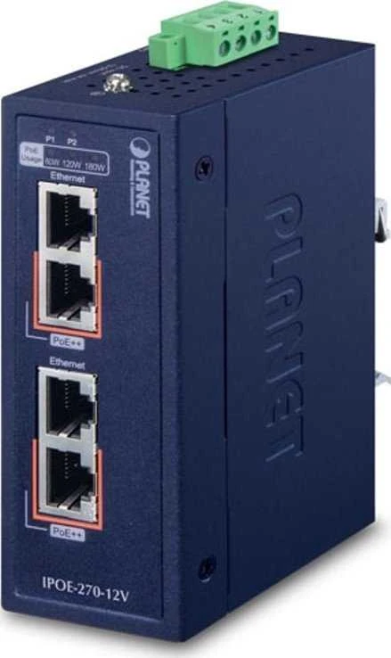 Šakotuvas PLANET IPOE-270-12V tinklo komutatorius Maitinimas per Eternetą (PoE) Mėlyna