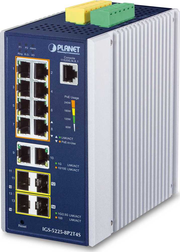 Šakotuvas Switch Planet IP30 Industrial L2+/L4 8-Port (IGS-5225-8P2T4S)