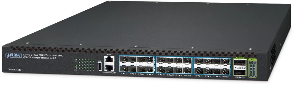 Šakotuvas Switch Planet XGS-6350-24X2C Layer 3 24-Port 10G SFP+ Juodas (XGS-6350-24X2C)