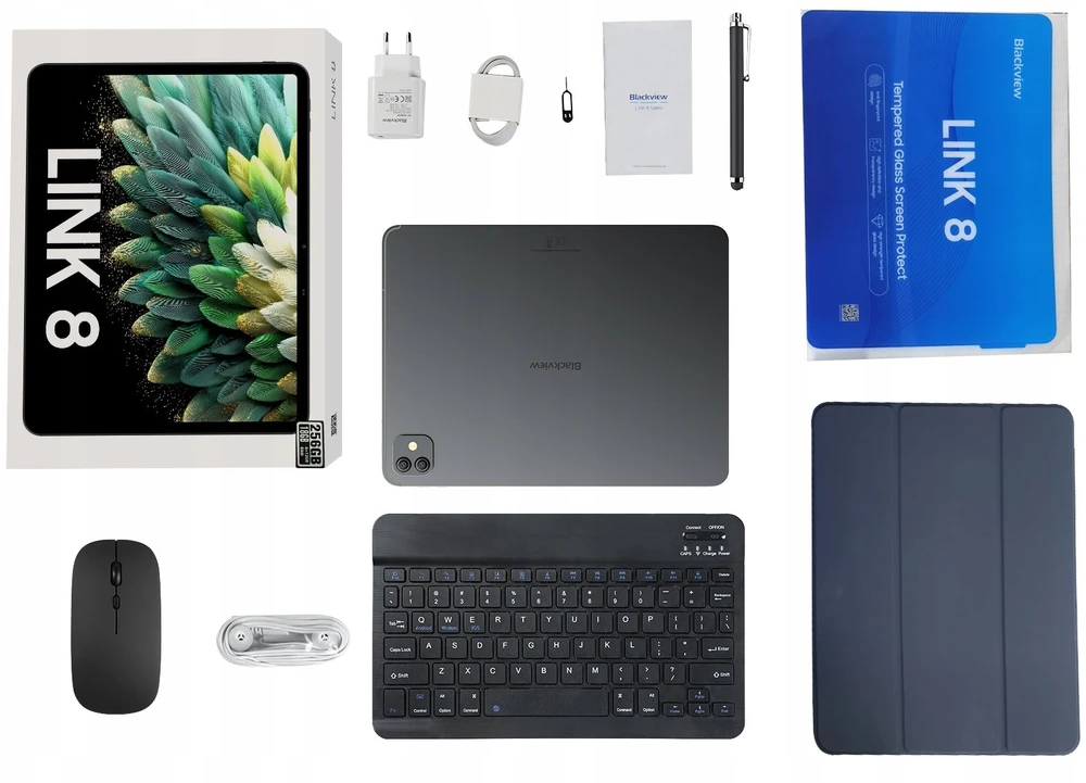 Planšetė Blackview LINK 8 SET WiFi 12.7 colio 2k+ 2176x1600 90Hz 6GB+256GB MT Helio G100 aštuonių branduolių 2.2GHz kamera Priekinė 13MP Galinė 16MP 8400mAh įkrovimo laidas Apsauginis stiklas Dėklas Rašiklis Pelė Klaviatūra Android 15 Debesuota Violetinė