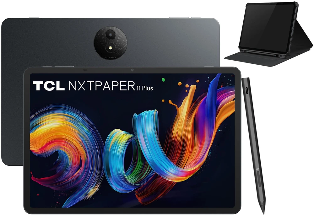 Planšetinis kompiuteris TCL NXTPAPER 11 Plus, su dėklu ir pieštuku, pilkos spalvos