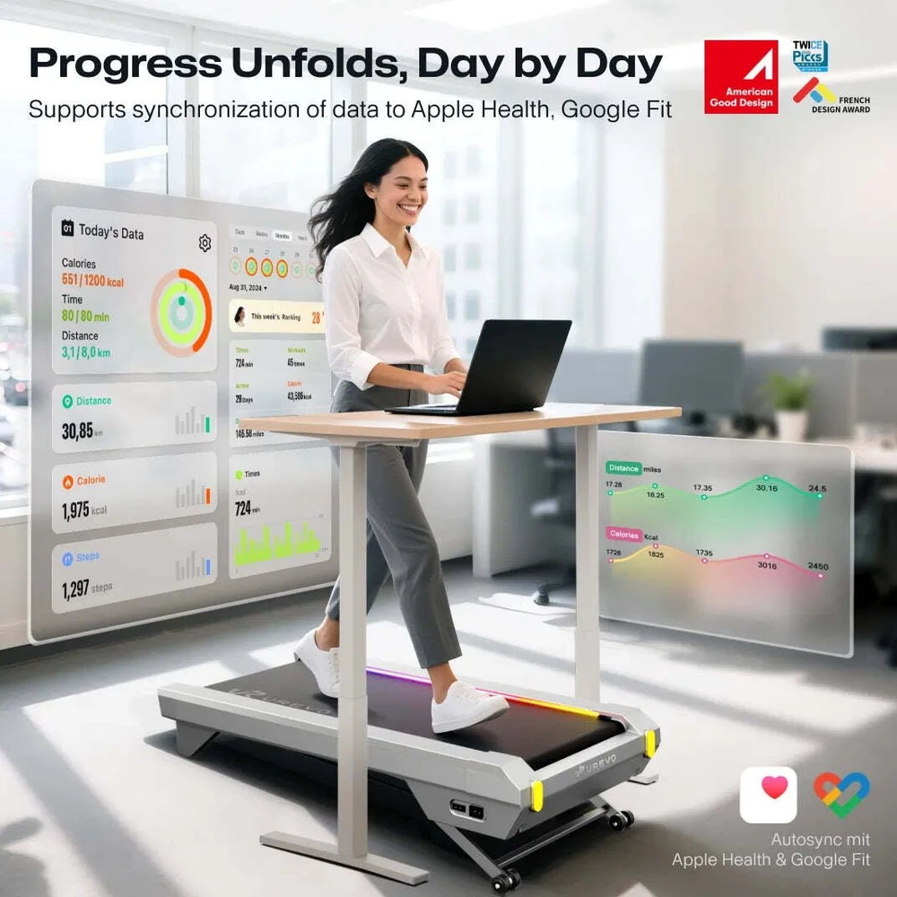 UREVO CyberPad for Office išmanusis bėgimo takelis, pilkas