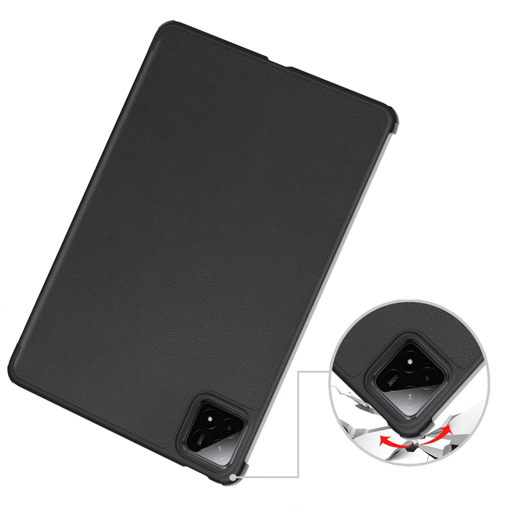 Planšetinio kompiuterio dėklas 4kom.pl Smart, skirtas Xiaomi Pad 7 / Pad 7 Pro 11 / Xiaomi Pad 7 Pro, juodas - apsauginis su stovu
