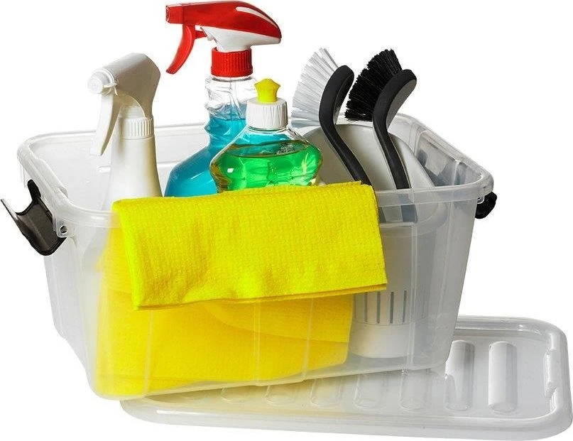 Pojemnik Plast Team Home Box 40L skaidrus pilkas konteineris su dangteliu