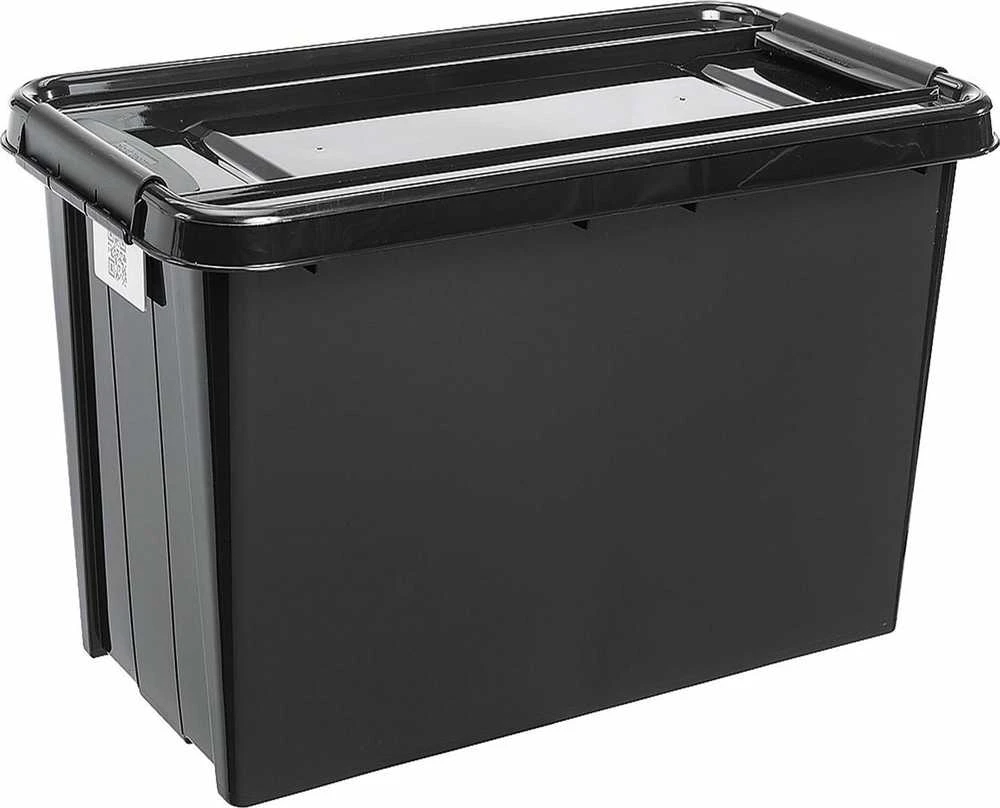 Pojemnik PlastTeam ProBox Recycle QR 70L juodas konteineris su dangčiu