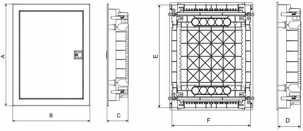 PLASTIKINIS MONTAVIMO KORPUSAS SU METALINĖMIS DURELĖMIS, ĮLEIDŽIAMAS, IP40, 2 EILĖS, 24 MODULIAI „Noark PMF“