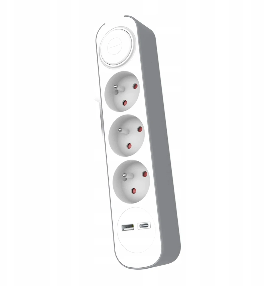 Plastrol Przedłużacz 3-gniazdowy schuko su włącznikiem i gniazdami usb-a i usb-c