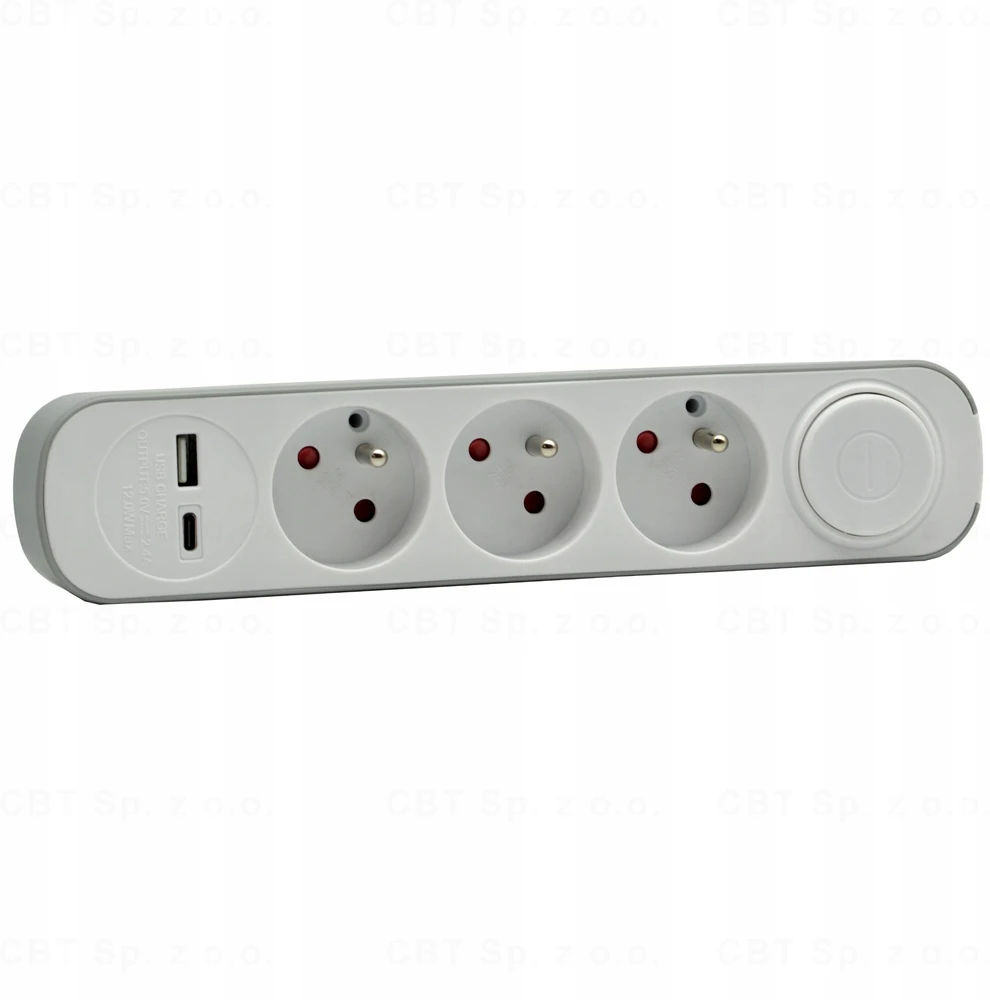 Plastrol Przedłużacz 3-gniazdowy schuko su włącznikiem i gniazdami usb-a i usb-c