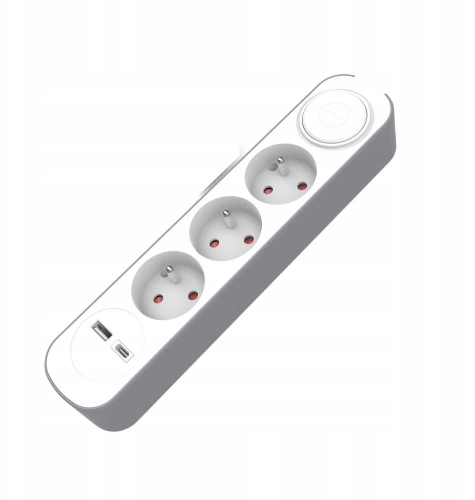 Plastrol Przedłużacz 3-gniazdowy schuko su włącznikiem i gniazdami usb-a i usb-c