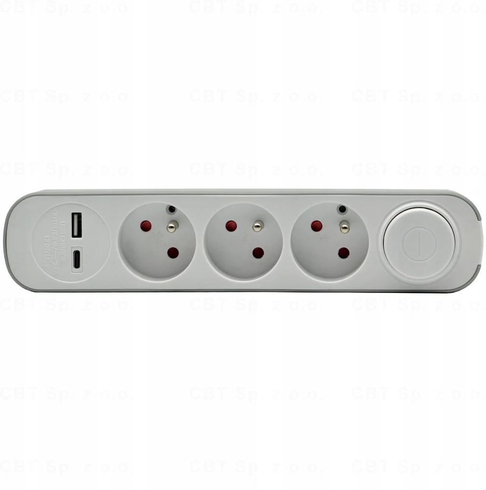 Plastrol Przedłużacz 3-gniazdowy schuko su włącznikiem i gniazdami usb-a i usb-c