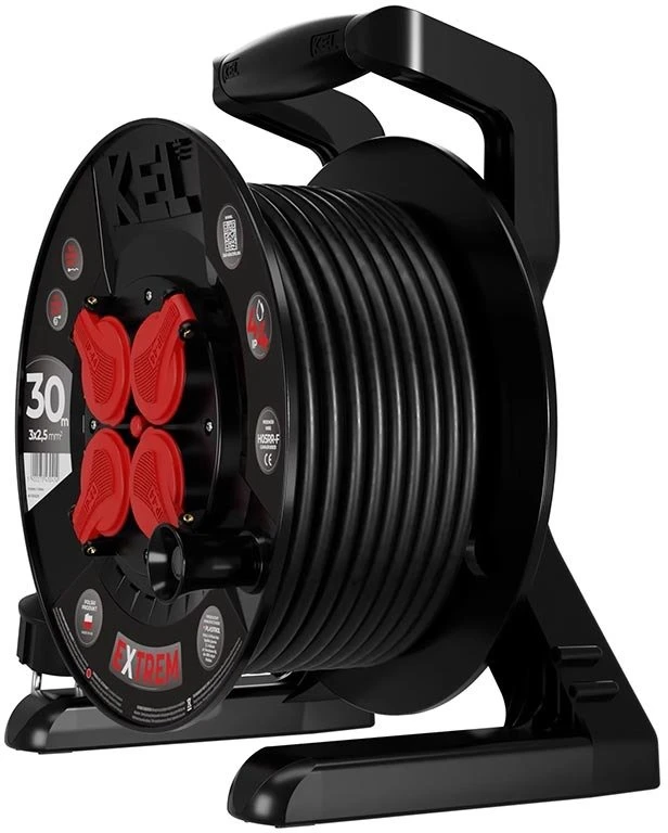 Plastrol Przedłużacz bębnowy EXTREME LINE 4 gniazda su/u IP44 16A H05RR-F 3x2,5 25m juoda W-100027