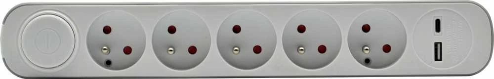 Plastrol Przedłużacz 5-gniazdowy schuko su włącznikiem i gniazdami usb-a i usb-c