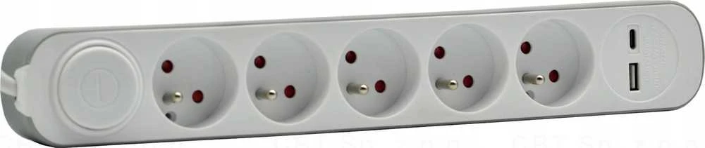 Plastrol Przedłużacz 5-gniazdowy schuko su włącznikiem i gniazdami usb-a i usb-c