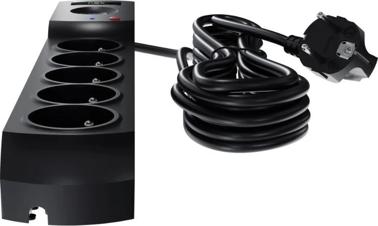 KEL Plastrol Listwa zasilająca przeciwprzepięciowa 5-gniazd + 2 x USB 5M juoda 10A 2300W W-100045