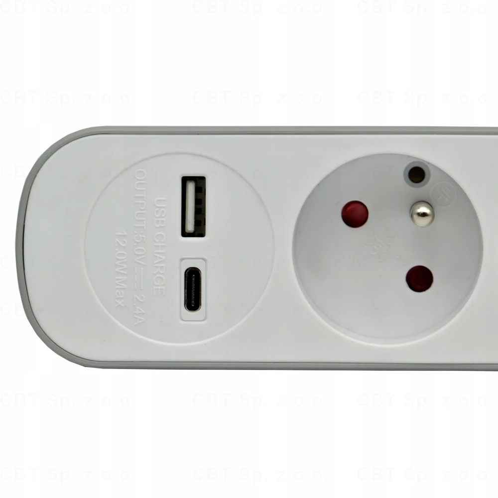 Plastrol Przedłużacz stały 5x schuko jungiklis oraz 1xUSB A 1xUSB C 1,5m PS-570SWS+USBA+USBC/1,5 E W-30009