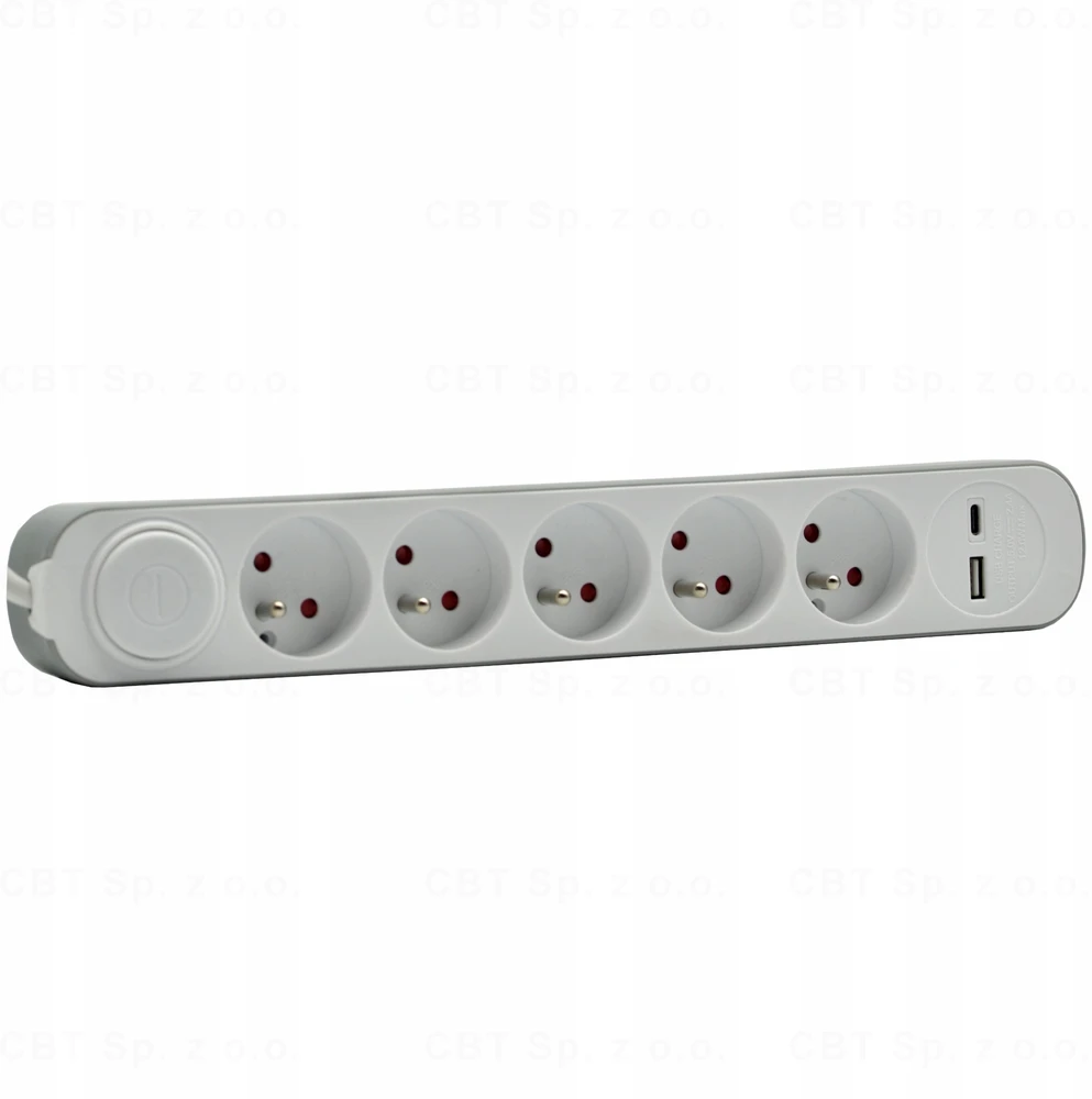 Plastrol Przedłużacz stały 5x schuko jungiklis oraz 1xUSB A 1xUSB C 1,5m PS-570SWS+USBA+USBC/1,5 E W-30009