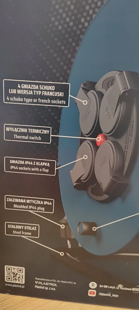 Hand Pro Plastrol Būgninis ilgintuvas 50m 3×1,5mm 16A / 3680W / IP44