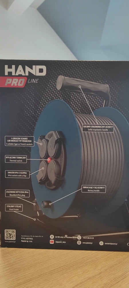 Hand Pro Plastrol Būgninis ilgintuvas 50m 3×1,5mm 16A / 3680W / IP44