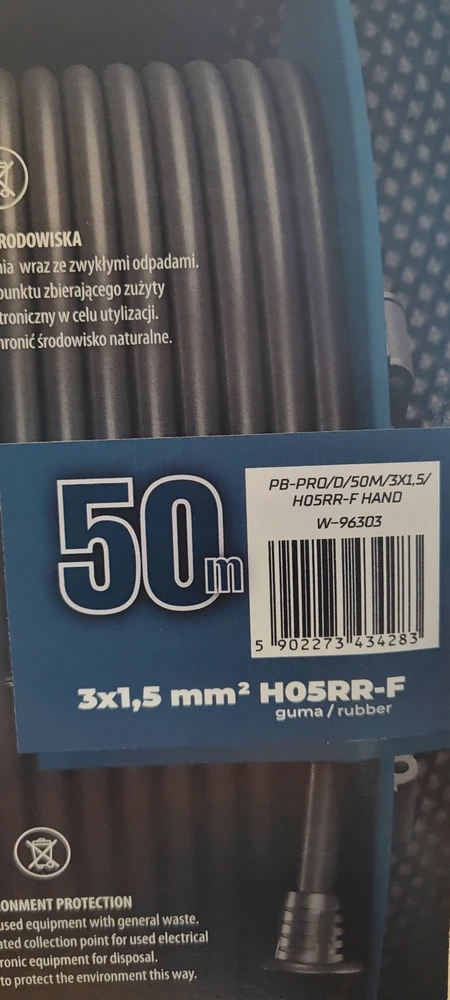 Hand Pro Plastrol Būgninis ilgintuvas 50m 3×1,5mm 16A / 3680W / IP44