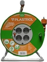 Plastrol Standartinis linijos būgno prailginimo laidas 25m H05V-F 3x1 4xGS 10A oranžinis (W-98947)