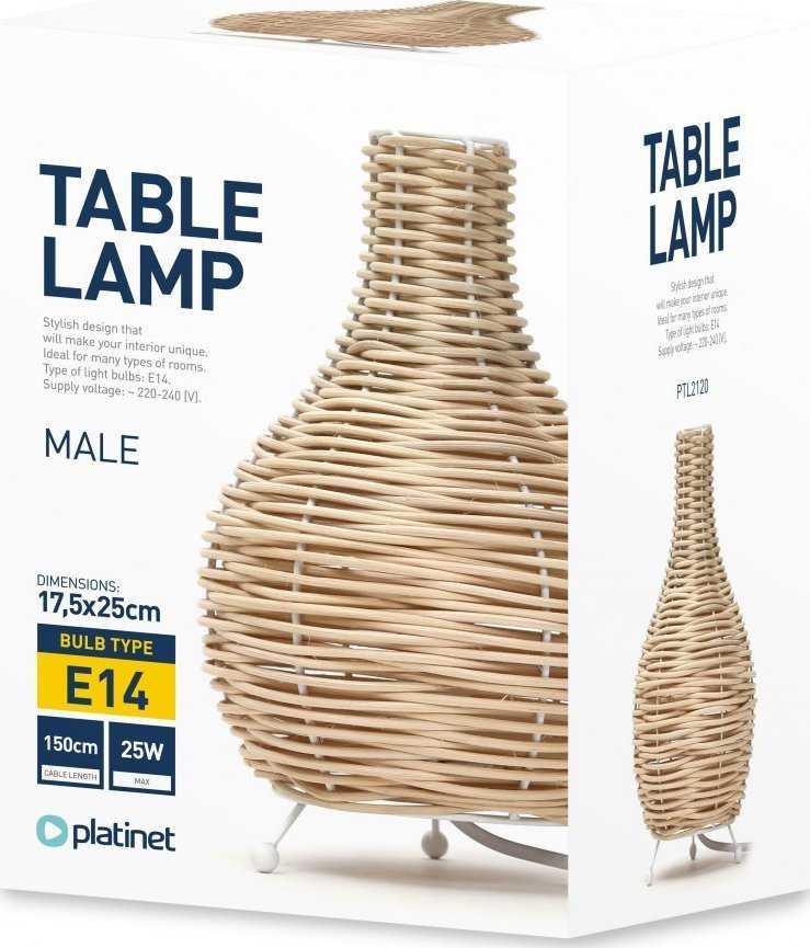 Platinet PLATINET STALINĖ RATTAN LEMPA ŠVIESI RUDOS S FORMOS VYNAS [45755]