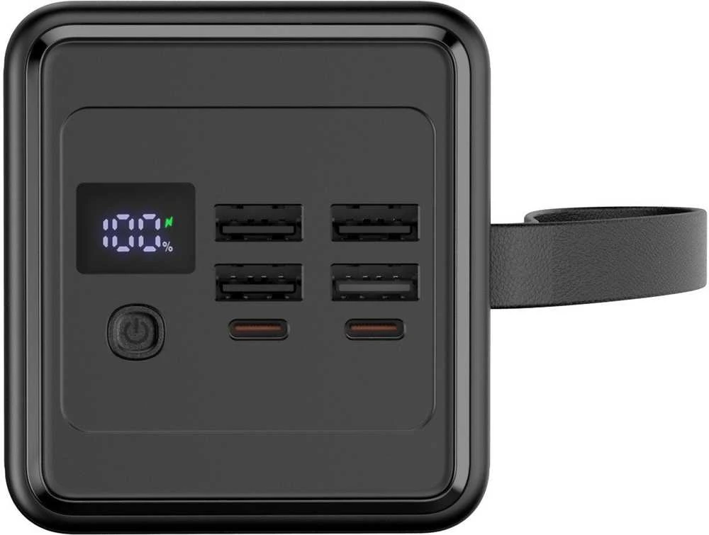 Išorinė baterija POWER BANK Platinet Flashlight 60000mAh (4xUSB; 2xType-C; usb-C cable; 65W) juoda