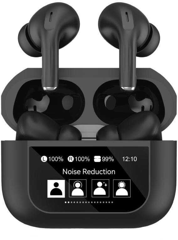 Ausinės Platinet PLATINET TWS EAERPHONES TOUCH DISPLAY Bevielės ausinės į ausis įkišamos BLUETOOTH 5.4 300MAH ANC Juodas [46178]