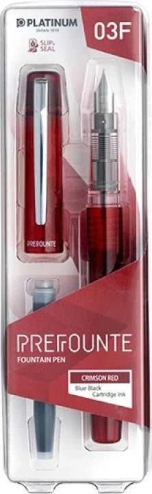 Platinum Prefounte Crimson raudonas plunksnakotis pakuotėje