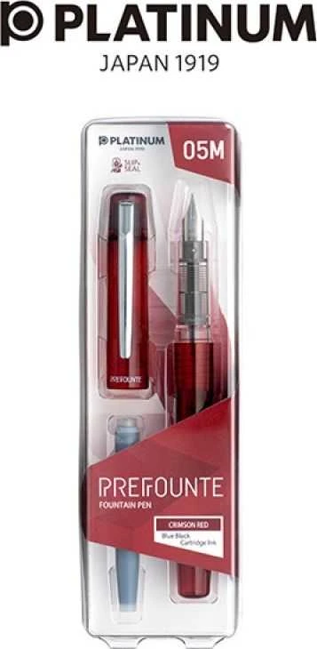 Platinum Prefounte plunksnakotis Crimson Red su rašalo kasete