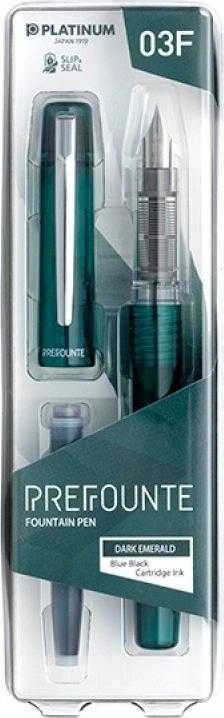 Platinum Platininis „Prefounte Dark Emerald“ plunksnakotis, F, plastikinėje pakuotėje, blisterinėje pakuotėje, žalia