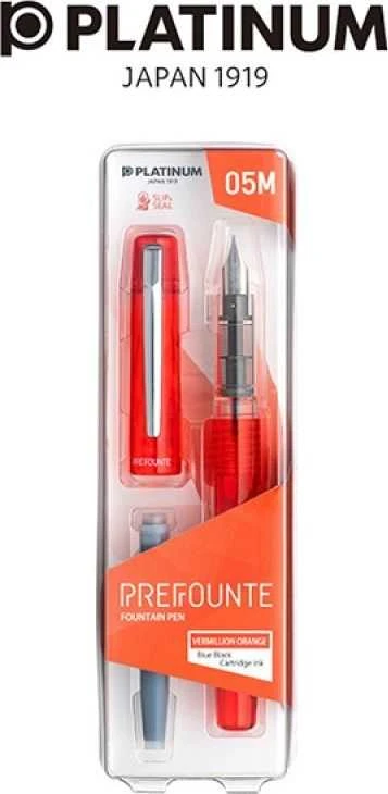 Platinum rašiklis Prefounte Vermilion Oranžinis, M, plastikinėje pakuotėje, ant lizdinės plokštelės, oranžinė