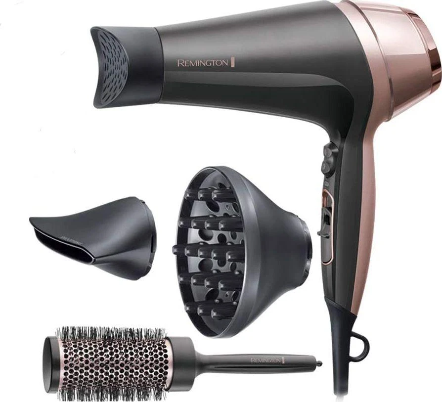 Remington | Curl and Straight Confidence Plaukų džiovintuvas | D5706 | 2200 W | Number of temperature settings 3 | Ionic function | Diffuser nozzle | Juodas