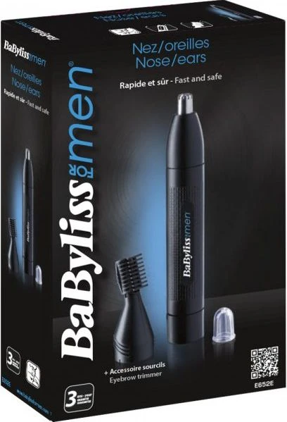 Sveikata ir asmeninė priežiūra - BaByliss Men Nosies Ir Ausų Žoliapjovė E652E, Plaunamos Priedai, Juoda