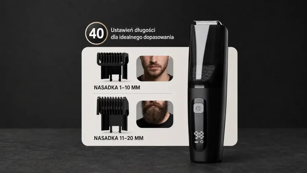 Extralink | Plaukų kirpimo mašinėlė brody i włosów su pojemnikiem | Zakres 1–20 mm | USB-C, IPX6, 800 mAh
