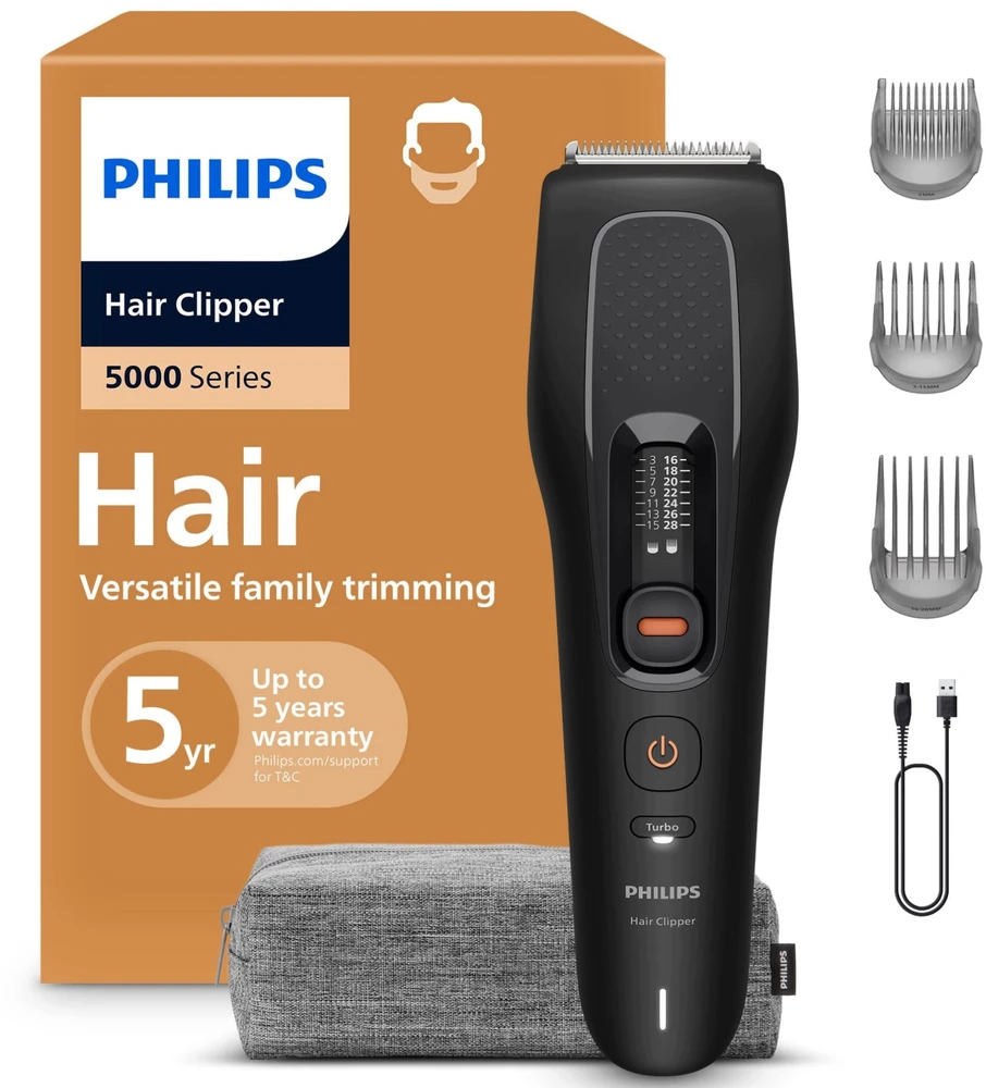 Plaukų kirpimo mašinėlė Philips Hairclipper series 5000 Zmywalna maszynka do strzyżenia włosów juoda (HC5733/15)