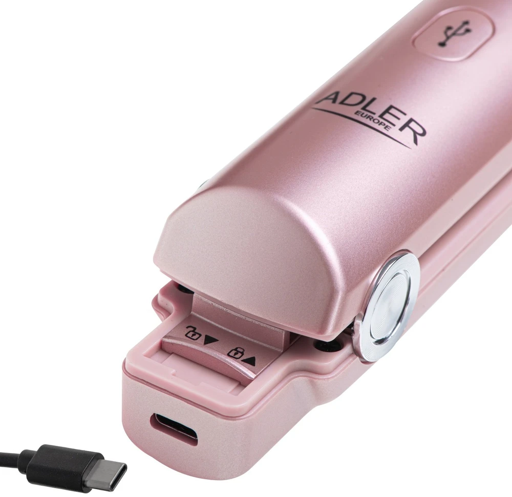Adler Cordless Plaukų tiesintuvas | AD 2327 | Ceramic heating system | Ekranas LED | Temperature (min) 160 °C | Temperature (max) 220 °C | Rožinė