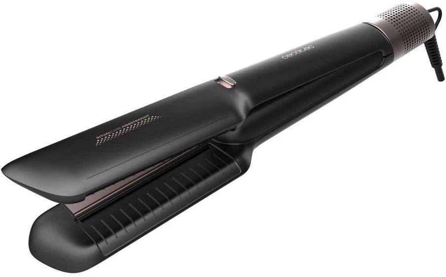 Aeroprostownica Cecotec Air Lisse – vandens garų lygintuvas plaukams, juodos spalvos.