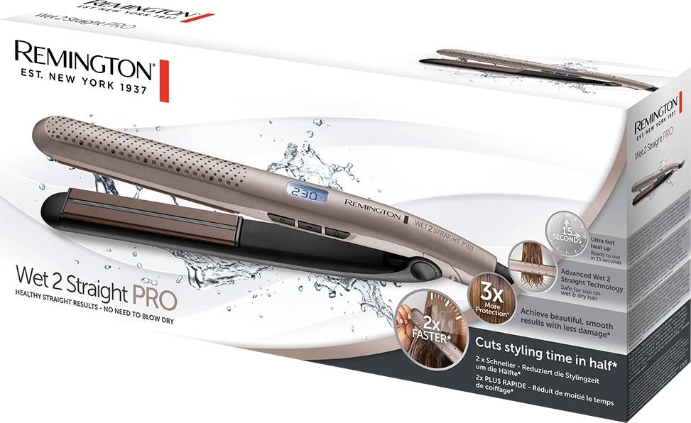 Remington | Wet 2 Straight PRO Plaukų tiesintuvas | S7970 | Ceramic heating system | Temperature (max) 230 °C | Rožinė/Gold