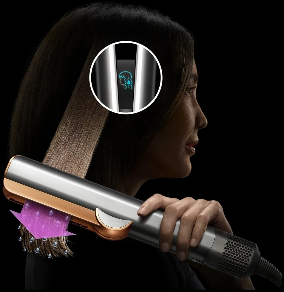 Plaukų džiovintuvas-tiesinimo žnyplės Dyson Airstrait HT01, Amber silk/Pink Champange spalvos