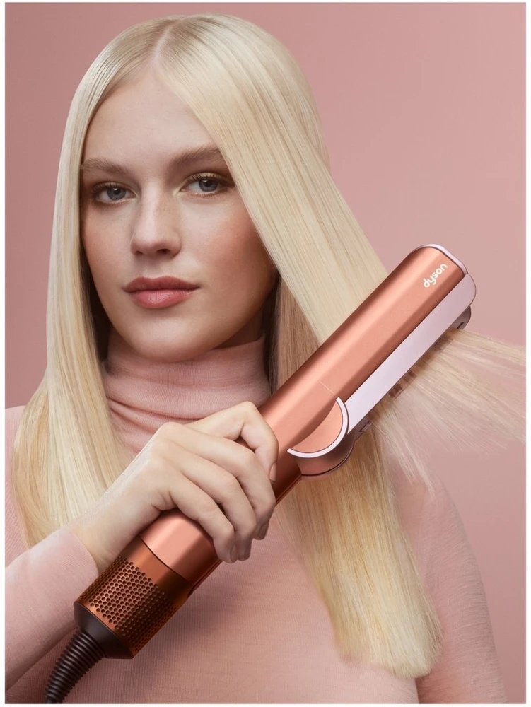 Plaukų džiovintuvas-tiesinimo žnyplės Dyson Airstrait HT01, Amber silk/Pink Champange spalvos